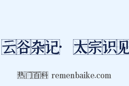 云谷杂记·太宗识见是什么意思的图片